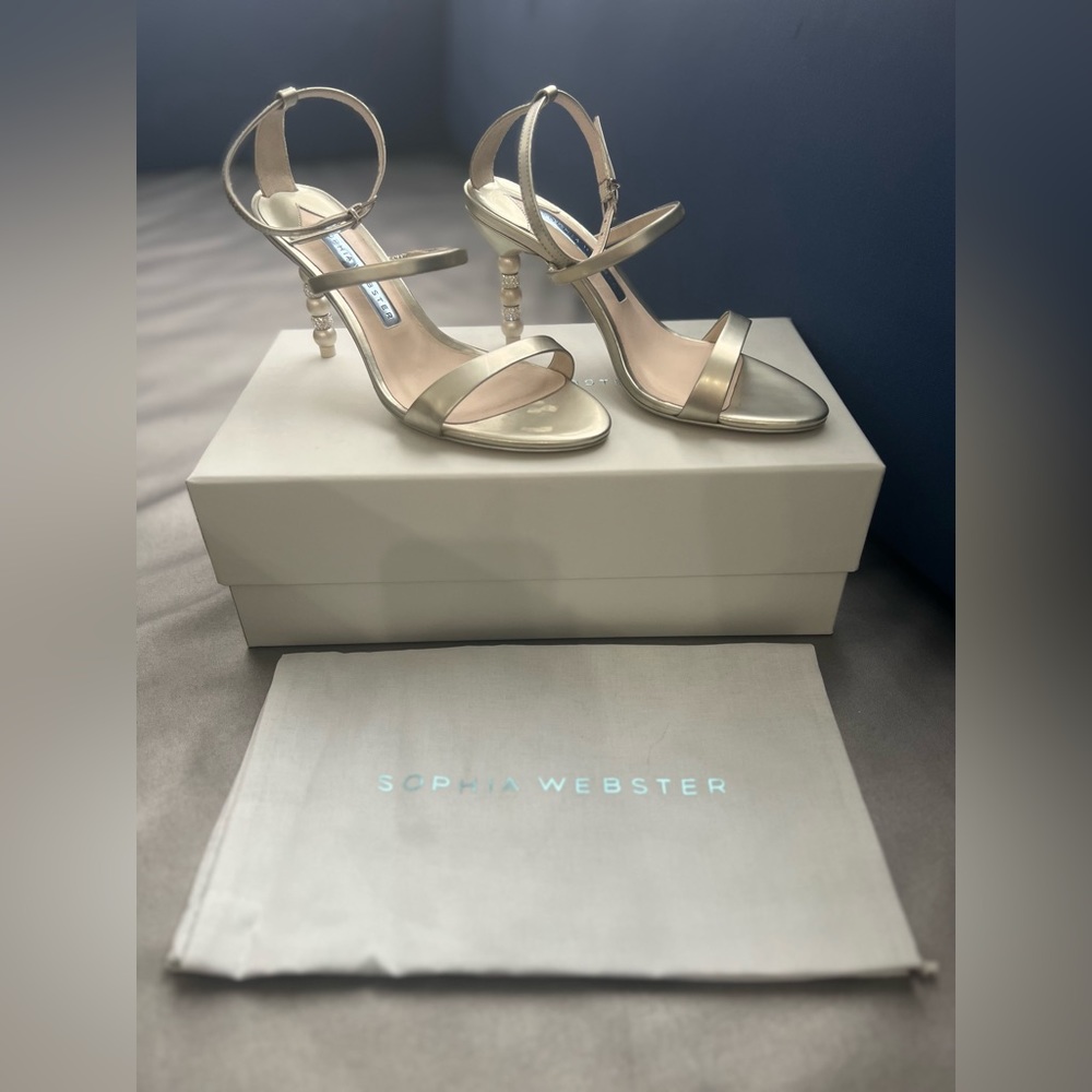 Sophia Webster Rosalind Crystal Pearl Mid Bridal Shoes Sandal Heels